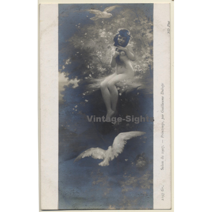 Guillaume Dubufe: Printemps / Salon De 1907 - Nude (Vintage RPPC ~1910s)