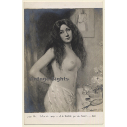 E. Favier: A La Toilette / Salon De 1909 - Nude (Vintage RPPC ~1910s)