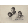 Portrait Of 3 Siblings - 2 Sisters & Brother (Vintage RPPC 1910s)