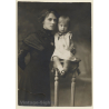 Great Portrait Of Pretty Victorian Female & Her Baby Girl (Vintage RPPC 1904)