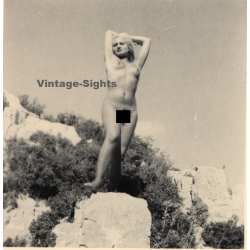 Natural Blonde Nude On Beach Rocks (Vintage Photo ~1940s/1950s)