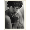 Artistic Erotic Study: Female Curlyhead With Freckles*1 / Eyes (Vintage Photo France B/W ~1980s)