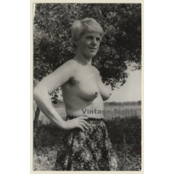 Topless Natural Shorthaired Blonde In Nature (Vintage Photo GDR ~ 1980s)