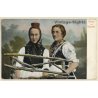 Gruss Aus Hessen: 2 Frauen In Volkstracht / Traditional Costume (Vintage PC 1901)
