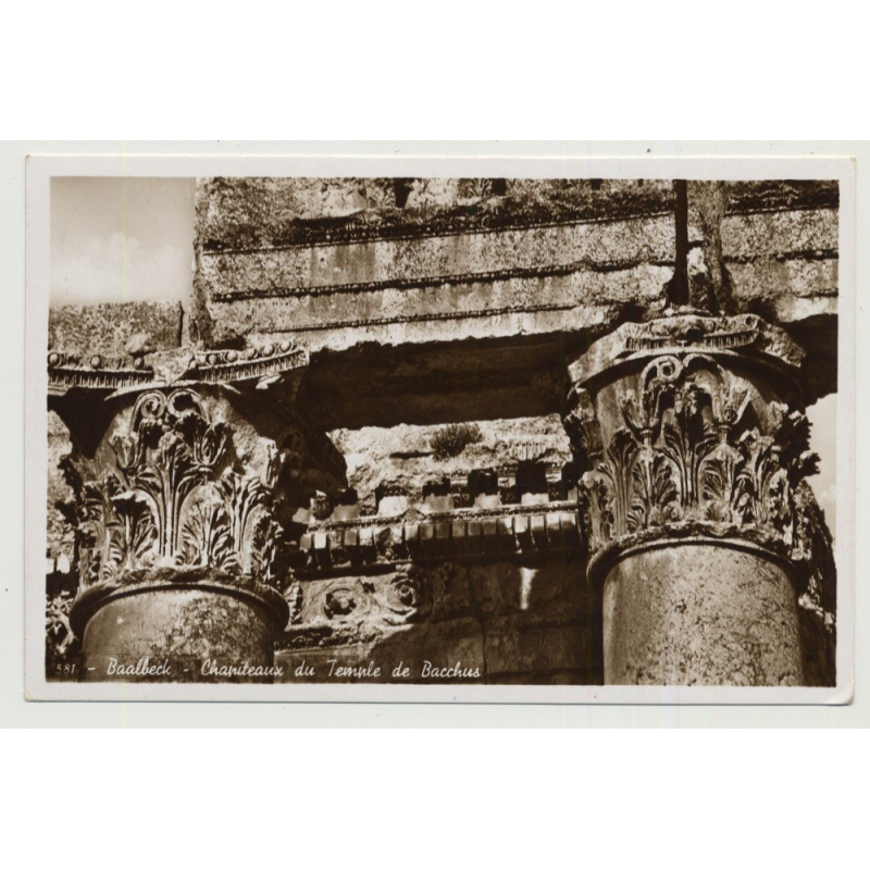 Baalbeck / Lebanon: Chapiteau Du Temple De Bacchus (Vintage Photo PC B/W)