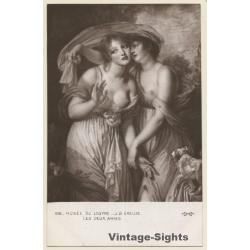 J.B. Greuze: Les Deux Amies / Nude Art (Vintage RPPC ~1910s/1920s)