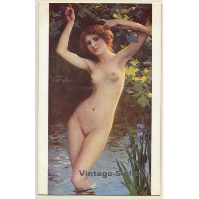 Lenoir: La Chanson De Ruisseau - Salon De Paris / Nude Art (Vintage PC ~1910s/1920s)