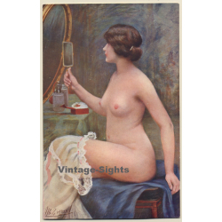 M. Everart: Jeune Femme Au Miroir - Salon De Paris / Nude Art (Vintage PC ~1910s/1920s)