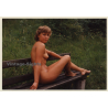 Natural Brunette Nude On Park Bench (Vintage Photo GDR ~1980s)