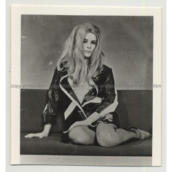 Stunning Blonde Nude In Lacquer Raincoat (Vintage Photo B/W ~ 1960s)