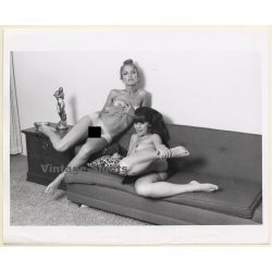 Erotic Study: 2 SLim Nudes On Couch - Tan Lines / Lesbian INT (Vintage Photo KORENJAK 1970s/1980s)