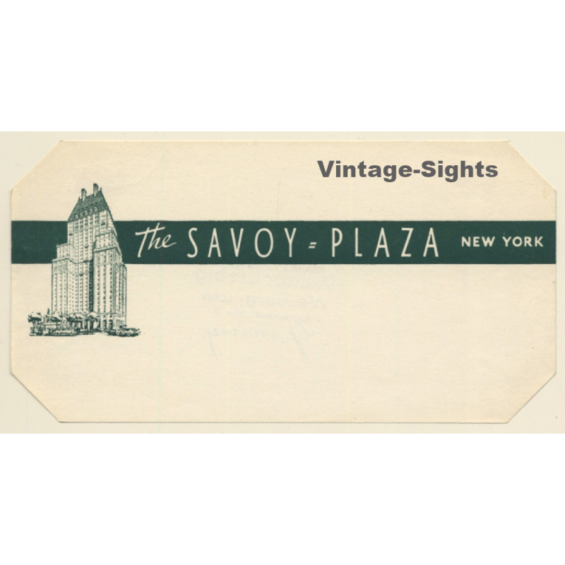 New York / USA: The Savoy - Plaza Hotel (Vintage Luggage Label)