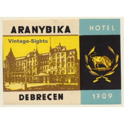 Debrecen / Hungary: Aranybika Hotel *2 (Vintage Luggage Label)