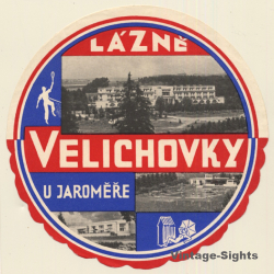 Lazne / Czechia: Velichovky U Jaromere (Vintage Luggage Label)