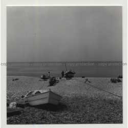 76790 Étretat: Old Fishing Boats At Beach - Jawls (Vintage Photo B/W 1963)