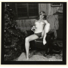 Erotic Model Candy Vaughan Undresses*11 / Topless - Sitting (Vintage Contact Sheet Photo 1972)