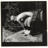 Erotic Model Candy Vaughan Undresses*16 / Topless - Bent Forward (Vintage Contact Sheet Photo 1972)