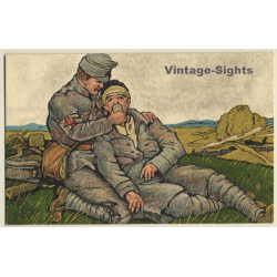 Rotes Kreuz: Balkanzug Für Kriegsheimstätten - Eisenbahner Postkarte (Vintage PC...