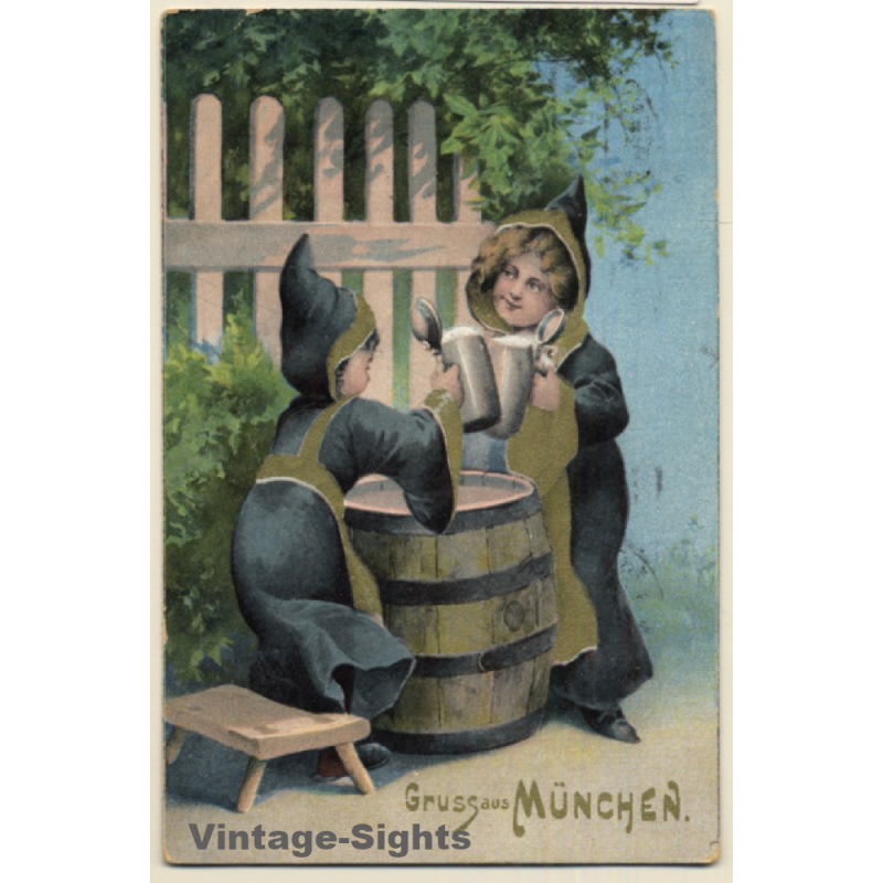 München: Kinder In Mönchskutten Stossen Mit Bierkrügen An (Vintage PC 1925) München: Kinder In Mönchskutten Stossen Mit Bierkrügen An (Vintage PC 1925)