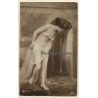 NPG: Classic French Nude With Silk Cloth *1 (Vintage RPPC ~1910s/1920s)