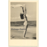 Natural Blonde Nude Beauty On Beach (Vintage RPPC ~1940s/1950s)