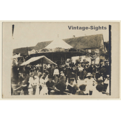 Traditional Carousel On Funfair / People (Vintage RPPC ~1910s)