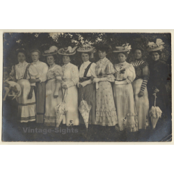 Group Of Ladies Wearing Victorian Costumes & Hats / Bonnet (Vintage RPPC 1907)