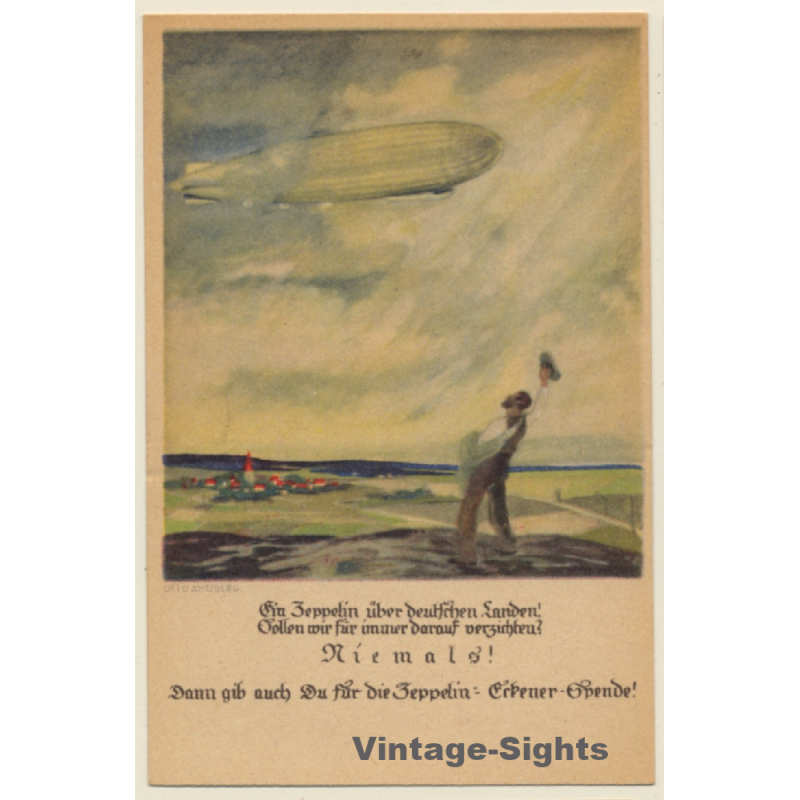 Otto Amtsberg: Ein Zeppelin Über Deutschen Landen (Vintage Artist PC 1920s) Otto Amtsberg: Ein Zeppelin Über Deutschen Landen (Vintage Artist PC 1920s)