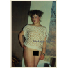 Cheeky Blonde Semi Nude In Fishnet Top (Vintage Photo ~1980s)