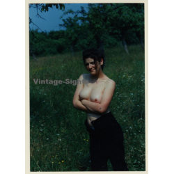 Pale Topless Female On Meadow (Vintage Photo ~1980s)