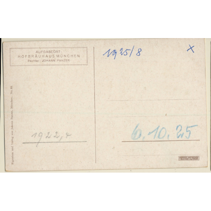 Quidenus: Parterre Bierhallen Im Kgl. Hofbräuhaus Zu München (Vintage PC 1925)