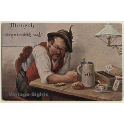 Max Kuglmayr: Mensch Ärger Dich Nicht / Beer Mug (Vintage PC 1918)