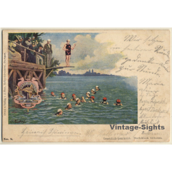 O. Kubel: Artistic Swimming Formation / Springboard (Vintage PC 1900)