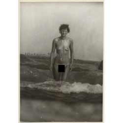 Sporty Slim Suntanned Nude In Baltic Sea (Vintage Photo GDR ~1980s)