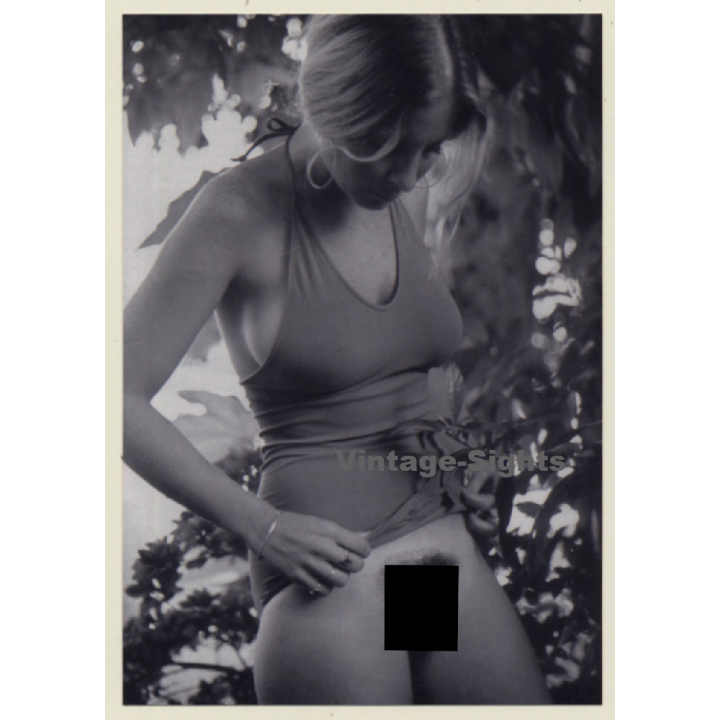 Erotic Nude Study: Natural Blonde In Tank Top (B/W Photo ~2000s)