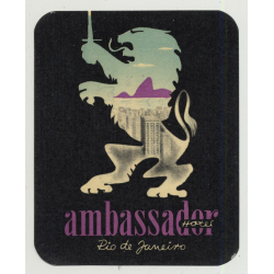 Hotel Ambassador - Rio De Janeiro / Argentina (Vintage Luggage Label) LION