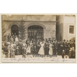 Murrhardt: Hochzeitsgesellschaft Gasthaus Waldhorn (Vintage RPPC 1905)
