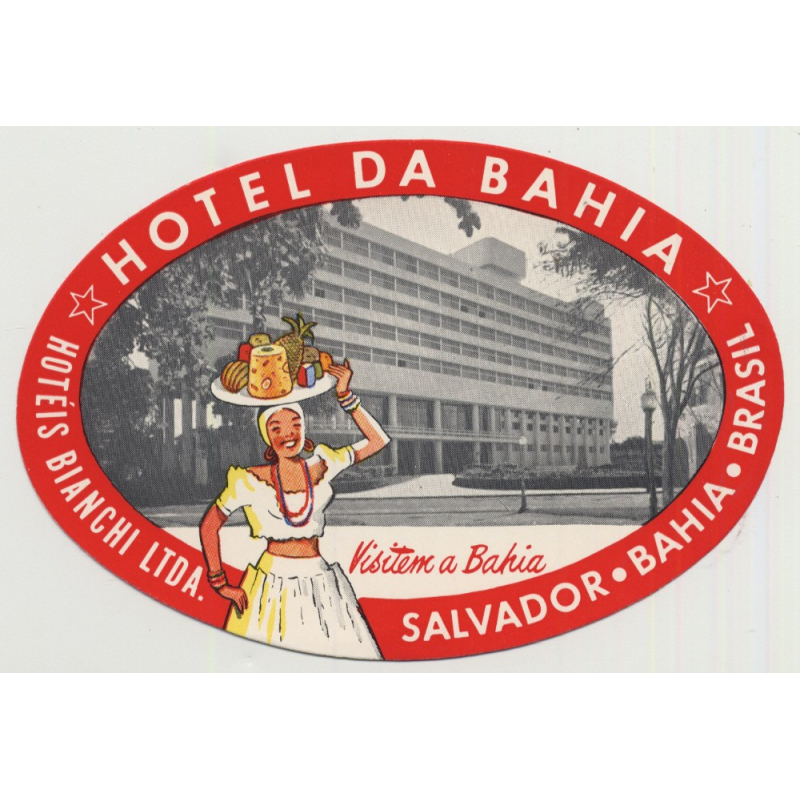 Hotel Da Bahia - Salvador / Brazil (Vintage Luggage Label)
