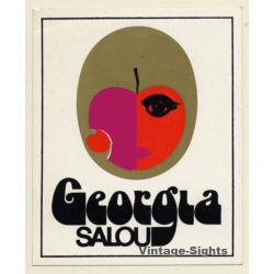 USA: Georgia Salou / Great Graphic Design (Vintage Self Adhesive Luggage Label / Sticker)