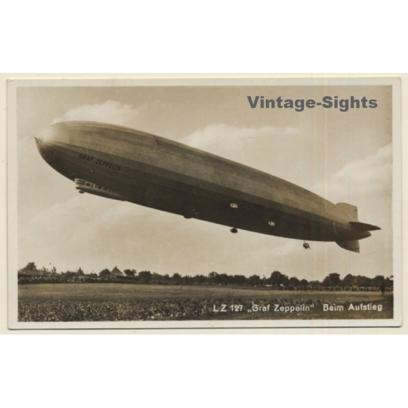 LZ 127 Graf Zeppelin Beim Aufstieg (Vintage RPPC ~1930s)