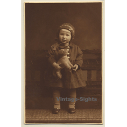 G.Haltermann / Eckernförde: Little Girl With Stuffed Animal (Vintage Photo 1920s/1930s)