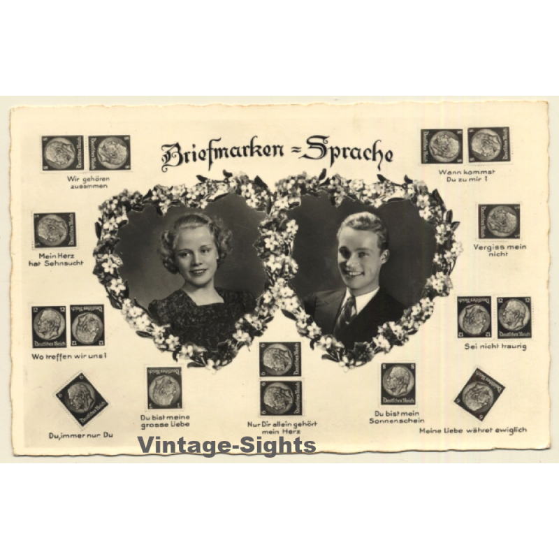 Briefmarken Sprache / Stamp Language *6 (Vintage PC 1930s/1940s) Briefmarken Sprache / Stamp Language *6 (Vintage PC 1930s/1940s)