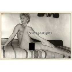 Natural Blonde Nude On Couch / Legs (Vintage Photo GDR ~1980s)
