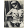Racy Darkhaired Semi Nude Holds Up Breasts / Bra (Vintage Photo 2nd Gen ~1960s)