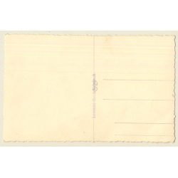 Little Baby Girl Holds Her Teddy Bear / Headscarf (Vintage RPPC ~1940s)