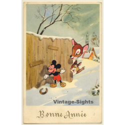 Walt Disney: Mickey Mouse, Bambi & Thumper (Vintage PC Belgium 1956)