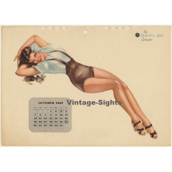 Alberto Varga: 1947 Esquire Girl Calendar: October / Pin Up (Vintage Calendar Page)