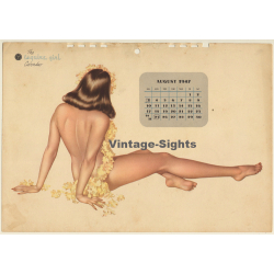 Alberto Varga: 1947 Esquire Girl Calendar: August / Pin Up (Vintage Calendar Page)