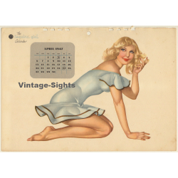Alberto Varga: 1947 Esquire Girl Calendar: April / Pin Up (Vintage Calendar Page)