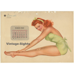 Alberto Varga: 1947 Esquire Girl Calendar: March / Pin Up (Vintage Calendar Page)